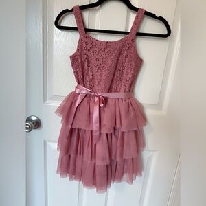 Pink Ruffled Tiered Sleeveless Prom Dress